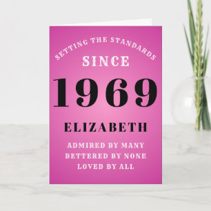 Carte Anniversaire Personnalisé 1969 Pink Chic Ajouter V