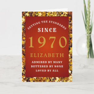 Carte Anniversaire personnalisé 1970 Rouge Gold Parties 