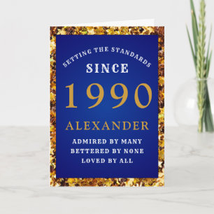 Carte Anniversaire personnalisé 1990 Normes Blue Gold