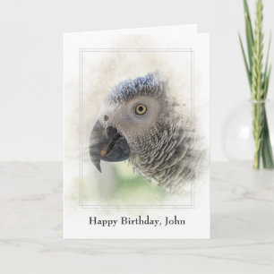 Carte anniversaire personnalisé-African Grey