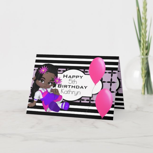 Carte Anniversaire personnalisé avec fille Lil mignonne (Devant)