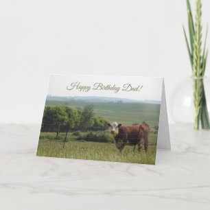 Carte Anniversaire personnalisé   Belle vache et paysage