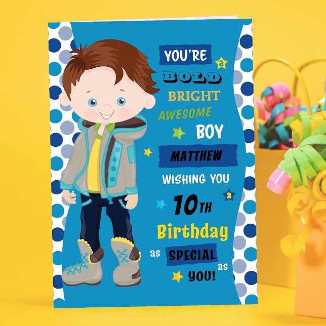 Carte Anniversaire personnalisé - Brunette Boy (Créateur téléchargé)