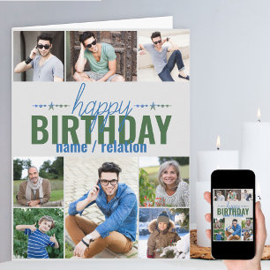 Carte Anniversaire personnalisé cool de collage de 8 pho