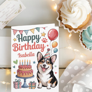 Carte Anniversaire Personnalisé de Corgi Mignon
