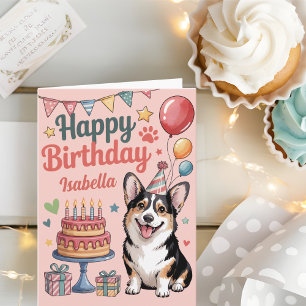 Carte Anniversaire Personnalisé de Corgi Mignon