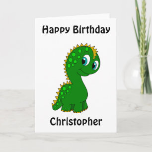 Carte Anniversaire personnalisé de dinosaure mignon