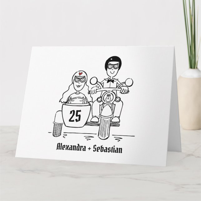 Carte Anniversaire personnalisé de la moto et de Sidecar (Devant)