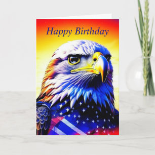 Carte Anniversaire personnalisé de l'aigle et du drapeau
