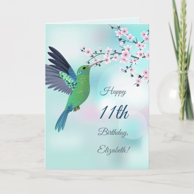 Carte Anniversaire Personnalisé Des Colibris Et Des Fleu (Devant)