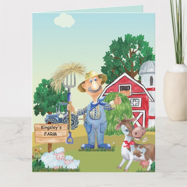 Carte Anniversaire personnalisé du vieux MacDonald (Devant)