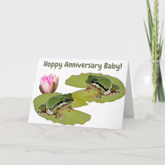 Carte Anniversaire Personnalisé Frog Couple Eau Lily Drô (Devant)