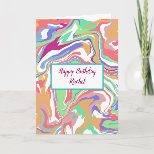 Carte Anniversaire personnalisé | Sherbert Marble (Devant)