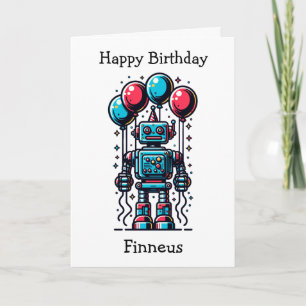 Carte Anniversaire personnalisé sur le thème des robots