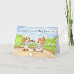 Carte Anniversaire Petit-Fils Baseball Ours & CKCS
