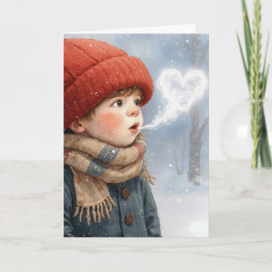 Carte Anniversaire Petit Garçon Exhalant un Cœur Gelé