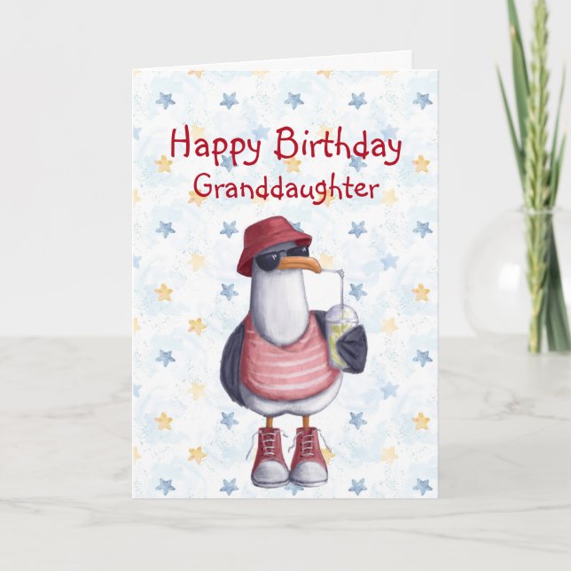 Carte Anniversaire Petite-fille Amusante Cool Seagull Bi (Devant)