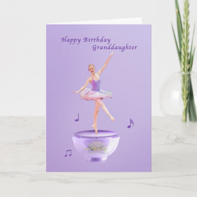 Carte Anniversaire, petite-fille, ballerine de boîte à (Devant)