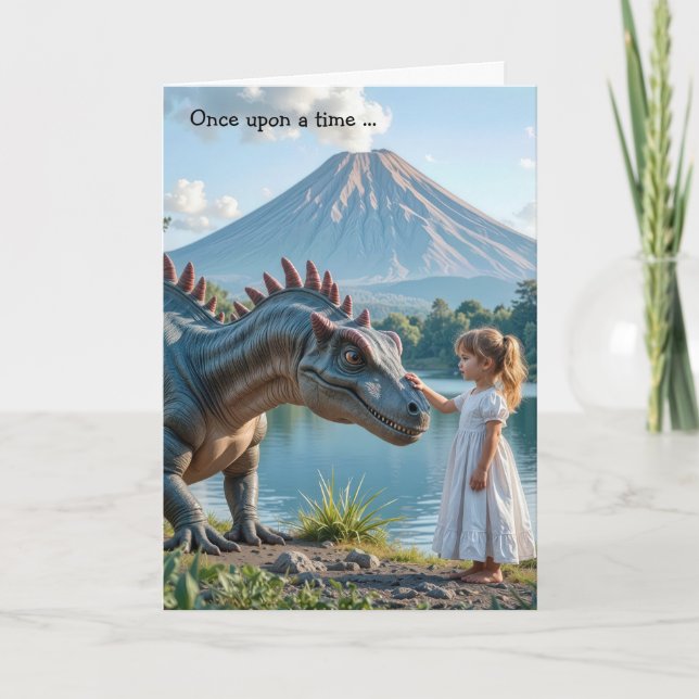 Carte Anniversaire Petite Fille Dinosaure (Devant)
