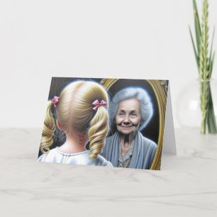 Carte Anniversaire Petite fille et Vielle-Dame