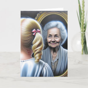 Carte Anniversaire Petite fille et Vielle-Dame