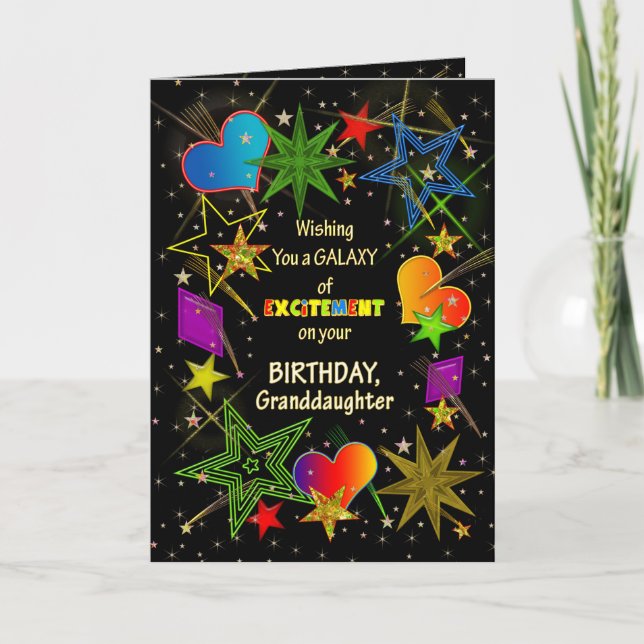 Carte Anniversaire, PETITE-FILLE, galaxie abstraite, (Devant)