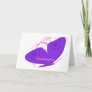 Carte Anniversaire, petite-fille, gros papillon violet.
