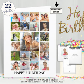 Carte Anniversaire Photo Collage 22 Photos Tout âge Pers