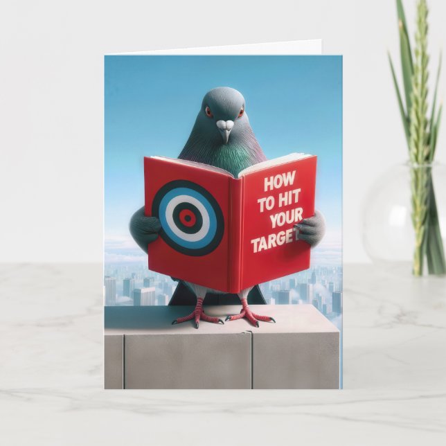 Carte Anniversaire Pigeon Lire un livre (Devant)