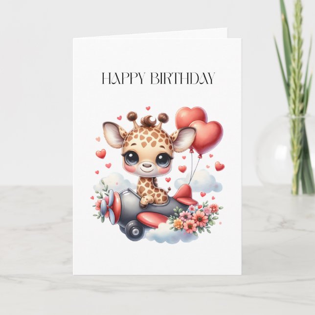Carte Anniversaire Pilote Girafe (Devant)