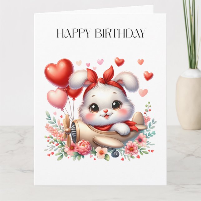 Carte Anniversaire Pilote Lapin (Devant)