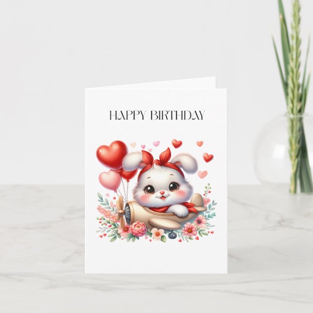 Carte Anniversaire Pilote Lapin (Devant)