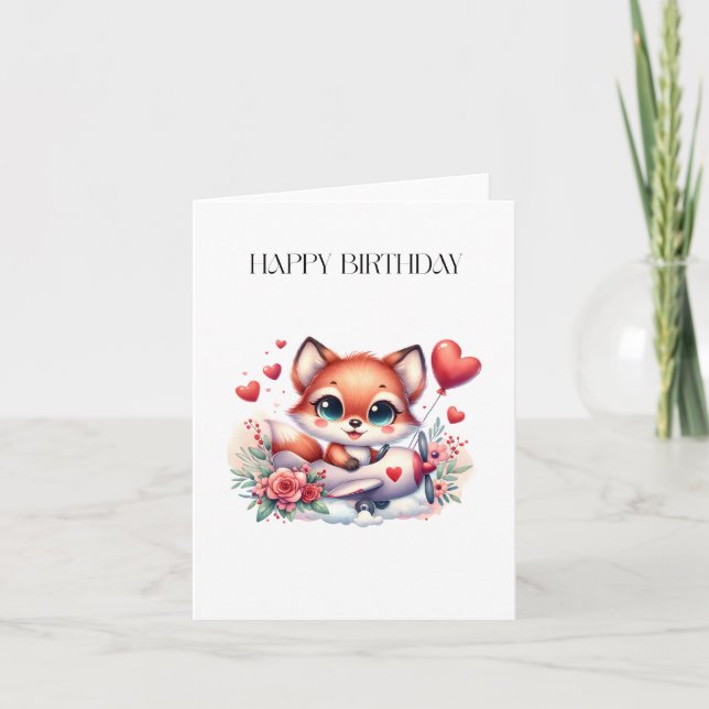 Carte Anniversaire Pilote Renard (Devant)