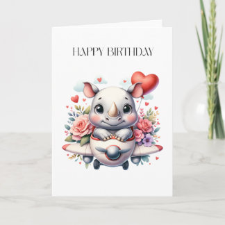 Carte Anniversaire Pilote Rhinocéros