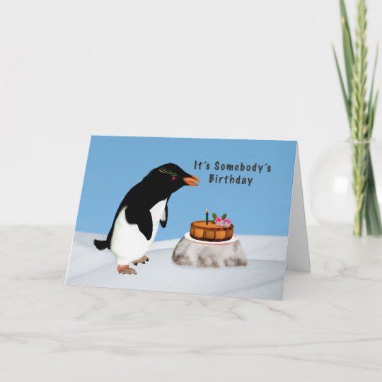 Carte Anniversaire Pingouin Humoristique Et Gateau Zazzle Fr