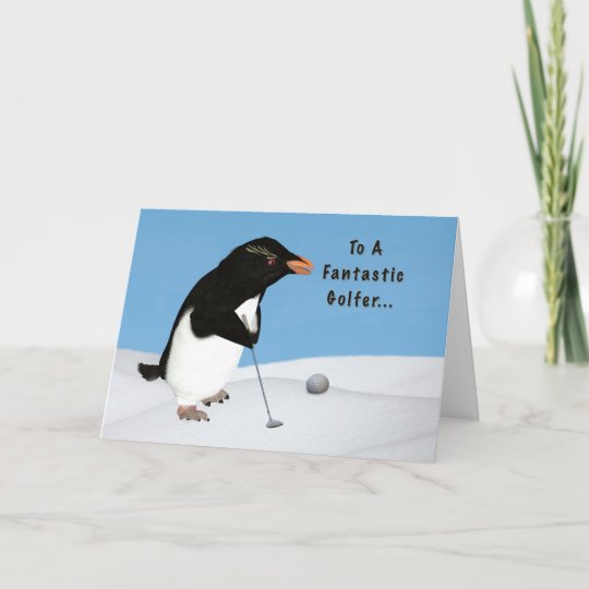 Carte Anniversaire Pingouin Humoristique Jouant Au Golf Zazzle Fr