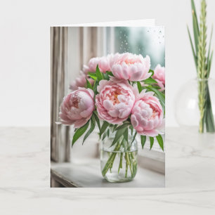 Carte Anniversaire Pink Peony Bouquet