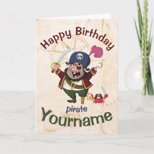 Carte Anniversaire Pirate Clair et Joyeux Dessin Animé