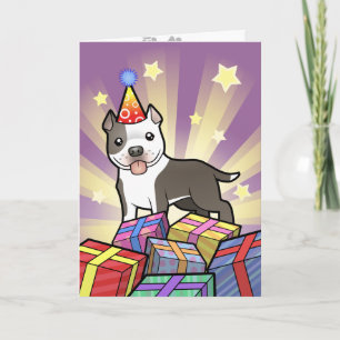Carte Anniversaire Pitbull / American Staffordshire Terr