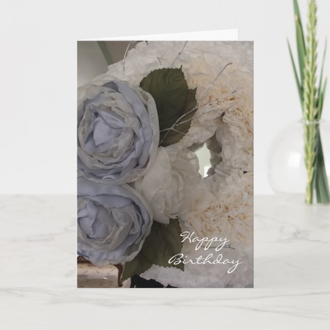 Carte Anniversaire Pivoines et Couronne (Devant)