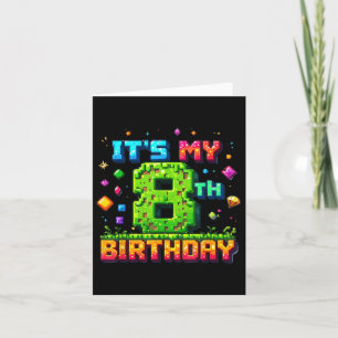 Carte Anniversaire Pixel Coloré C'est Mon 8ème Anniv