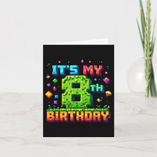 Carte Anniversaire Pixel Coloré C'est Mon 8ème Anniv