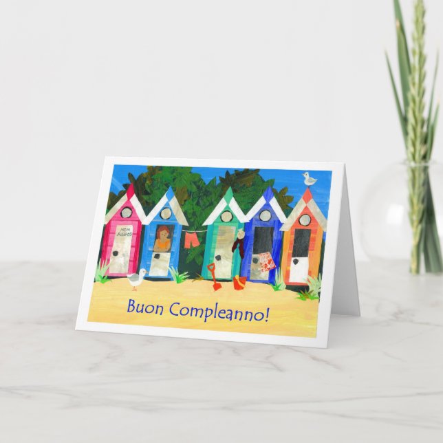 Carte Anniversaire Plage - Salutation italienne (Devant)