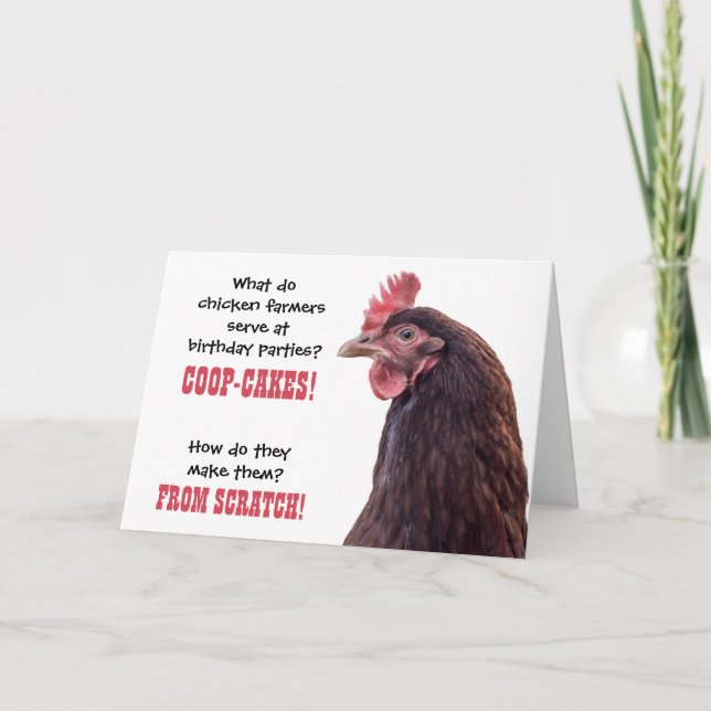 Carte Anniversaire Plaisanteries de poulet avec Hen Phot (Devant)