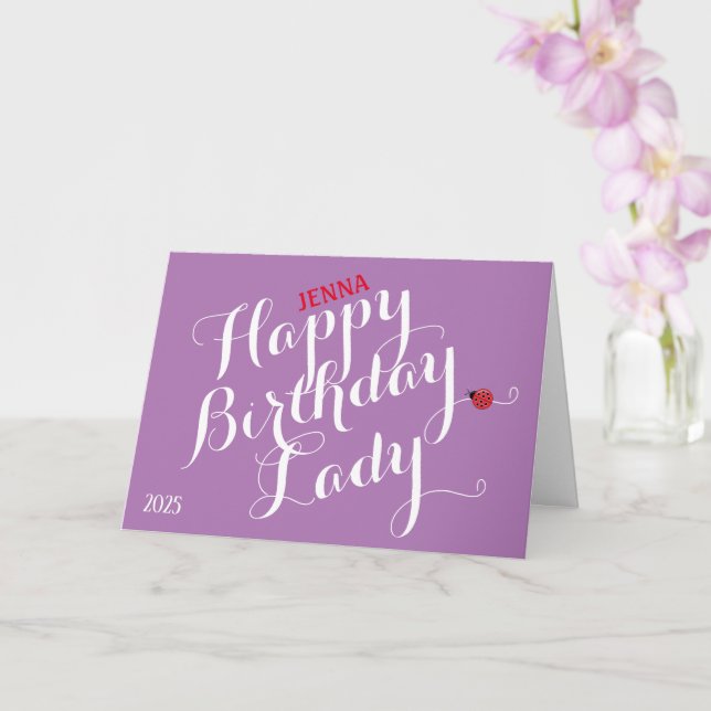 Carte Anniversaire Pliée De Ladybug (Violet) (Orchidée)