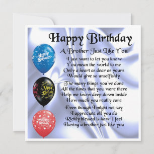 Carte Anniversaire - Poème Frère