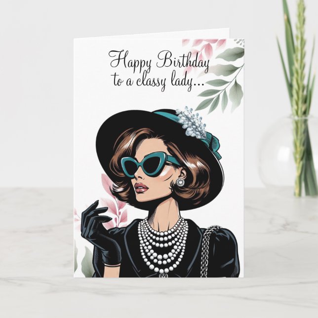 Carte Anniversaire Poised Chic Noir  (Devant)