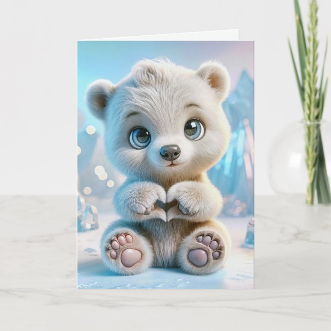 Carte Anniversaire Polaire Bear Cub pour Great Grandgirl (Devant)