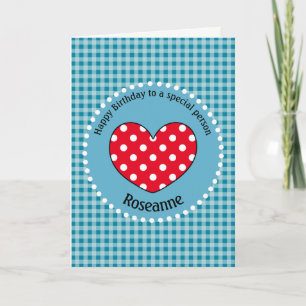 Carte Anniversaire Polka Dot Love Coeur En vichy Personn