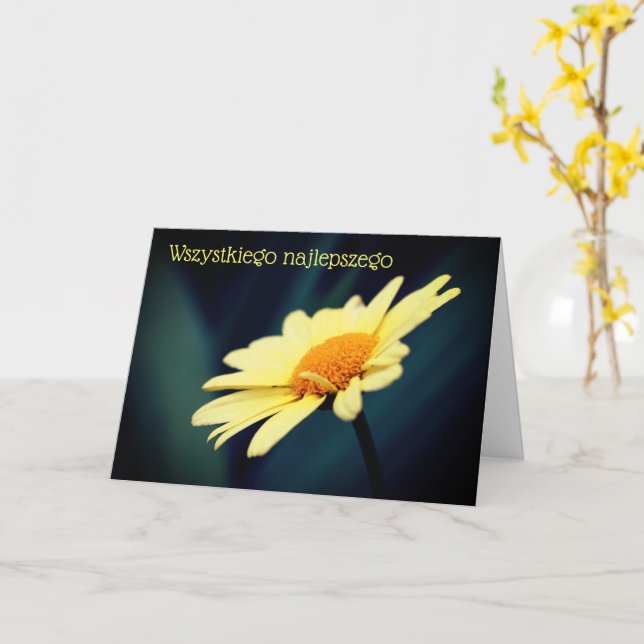 Carte Anniversaire polonais Sto Lat Daisy Flower (Fleur jaune)